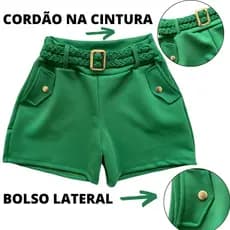 Bermuda Short Feminina Short Social Feminino Cintura Com Cordão e de Amarração Shorts Liso Bermuda Feminina Com Bolso Lateral