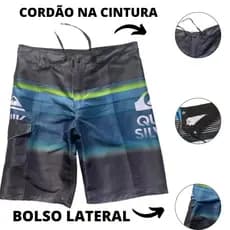 Kit 2 Bermuda Masculina De Elastano Shorts De Velcro E Cordão Bermuda Surfista Praia E Piscina Com Bolso Short Surfe