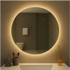 Espelho De Parede Redondo  De vidro  de Led e SEM Led 60 X 60 CM  Moderno Lapidado