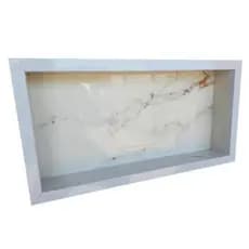 Nicho em porcelanato de embutir  porta shampoo prateleira promoção Envio Full 60x30 Banheiro