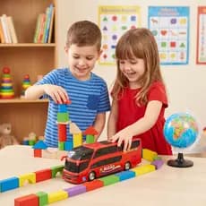 Brinquedo Infantil Onibus Buzão Grande 2 Andares Roda Livre 45cm