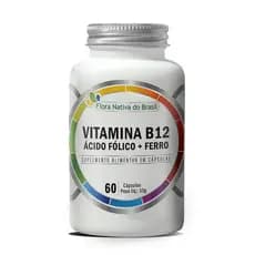 Ferro + Ácido Fólico + Vitamina B12 500mg 60 Caps