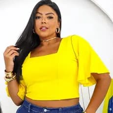 BLUSA CROPPED PLUS SIZE MANGUINHA MORCEGO