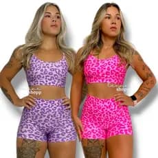 KIT COM 2 CONJUNTOS DE ACADEMIA ANIMAL PRINT FITNESS