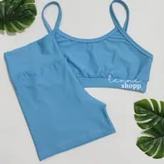 Conjunto Academia Fitness Short e Top Cintura Alta Moda Fitness LISOS