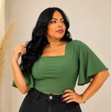 CROPPED PLUS SIZE MANGUINHA MORCEGO - VESTE 46 AO 52