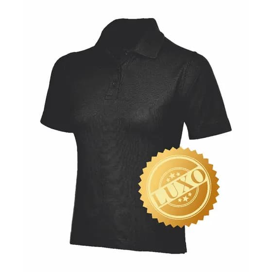 Polo Feminina 3 botões Luxo tecido piquet babylook azul escuro royal preta branca laranja