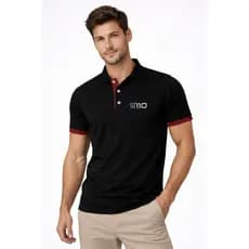 Camiseta Polo Luxo com punho biColor Bordada Personalizada Logo