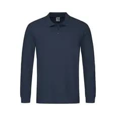 Camiseta azul escuro Gola polo manga longa malha fria lisa