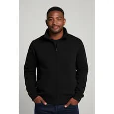 Blusa jaqueta em moletom com ziper na cor preta