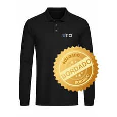 Camiseta Gola Polo Malha fria MANGA LONGA Bordada Personalizada Com Logo Uniforme Luxo