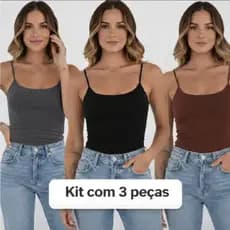Kit 3 Blusinhas Femininas Alcinha Suplex Básicas Confortáveis Cores Sortidas