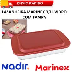 ASSADEIRA LASANHEIRA MARINEX 3,7L COM TAMPA TRAVESSA VIDRO