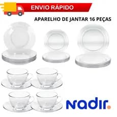 APARELHO DE JANTAR 16 PEÇAS DURALEX NADIR VIDRO TEMPERADO
