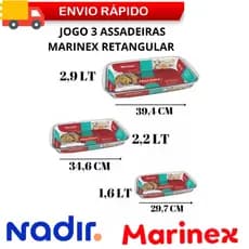 ASSADEIRAS MARINEX VIDRO TEMPERADO FORNO TRAVESSA TRANSPARENTE 1,6 2,2 E 2,9L