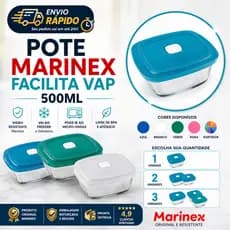 Pote Vidro Marinex 500ML Facilita Vap Com Tampa Plástica ENVIO IMEDIATO