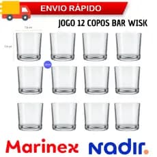 JOGO COPOS BAR WISK NADIR VIDRO  -  12 UNIDADES