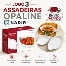 Jogo 3 Assadeiras Marinex Opaline Oval Vidro Branco Original ENVIO IMEDIATO
