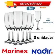 Promoção Jogo Taças Champanhe Nadir 210ml - 8 Unidades