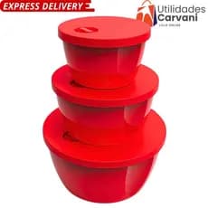 Kit 3 Potes Redondos Decora Helsim com Tampa e Válvula de Respiro – Freezer e Micro-ondas