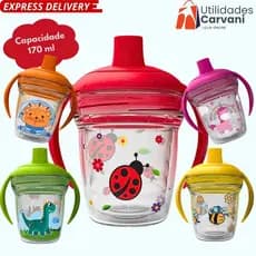 Copo Infantil de Transição 170ml com Alça – Seguro, Plástico Resistente e Cores Sortidas