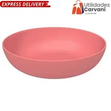Kit de Pratos Fundos de Plástico Helsim Colours 1200ml – BLUSH OU ROSA PURPURINA- Kit com 3 ou 6 Peças