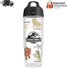 Garrafa Térmica de Água Jurassic Park 600ml com Parede Dupla – Resistente e Estilosa Dinossauros