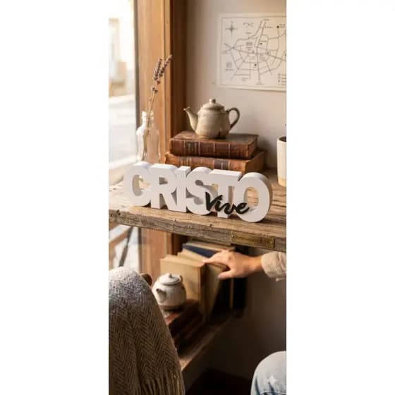 Letreiro Decorativo Cristo Vive em Relevo - Estilo Rústico Moderno