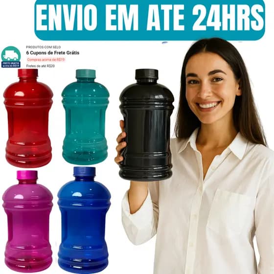Garrafa de Água 1L Resistente Treino Academia Escola Viagem Trabalho BPA com Garantia