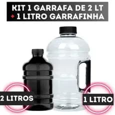 Kit Garrafa de Água Com Alça 1.8L + 1 Litro Mini Galão Squeeze Academia Cross Fit Envio Imediato