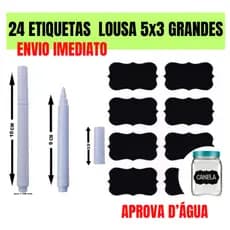 Kit de Etiquetas Adesivas Temperos em Vinil Preta 5x3cm + Caneta Branca de Giz Líquido Envio 24Hr