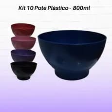 Kit 10 Tigela Cumbuca Bowl Pote Plástico - 800ml