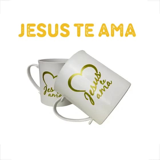 Kits Caneca Personalizada Jesus Te Ama Presente Religioso Lembrancinha Fé Igreja Brindes