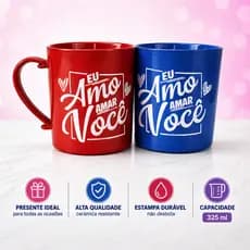 Kit 05 10 20 Canecas Eu Amo Amar Você Presente Casal Namorados Plástico 400ml