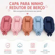 Capa De Ninho Redutor De Berço Sem Enchimento Cores Lisas