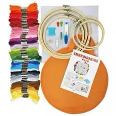 Kit Bordado Iniciante Ponto Cruz,50 Linhas Agulhas tesoura, 5 Bastidores Completos,25 agulhas, 2 etamine 30x30