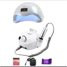 Kit Cabine Sun5 Led Uv 48w Unha + Motor Porquinho Lixadeira de Unhas Elétrica Profissional Make Up City