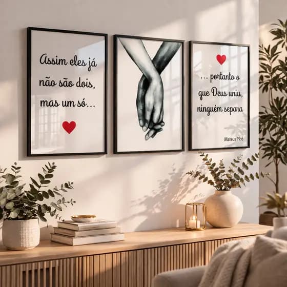 Kit 3 Quadros Decorativo Por Onde For Quero Ser Seu Par Love Romance Amor