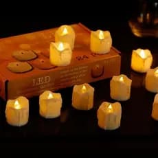 24 Velas De Led Eletrônica Branco Quente Baterias Inclusas Decoração Dia dos Namorados Natal Festas