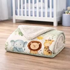 Cobertor Mantinha De Bebê Estampada Safari Dupla Face Macia Quentinha 95x75cm - Diversas Estampas