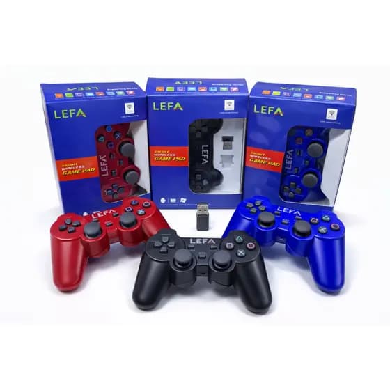 Controle Sem Fio Dual Shock para PC com Adaptador USB Wireless Gamepad Joystick Vibratório