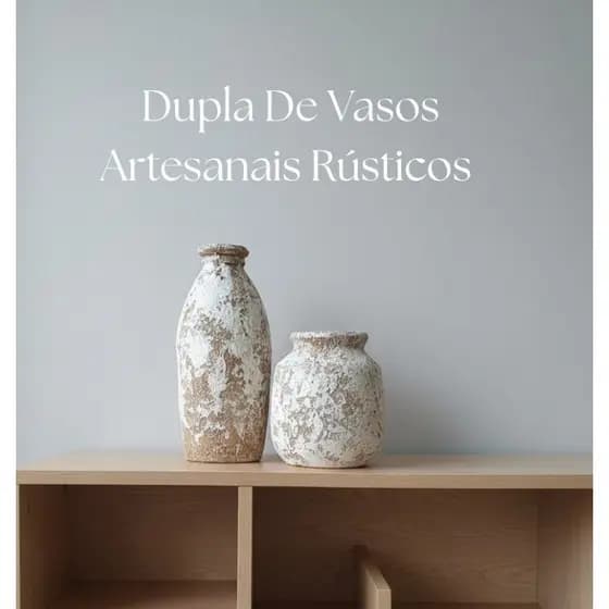 Decoração Rústica Par De Vasos Artesanais Para Sala Rack Estante Aparador