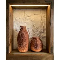 Dupla Vasos Cachepot Rústicos Terracota 2 Jarros Adorno Decorativo Artesanal Casa Escritório