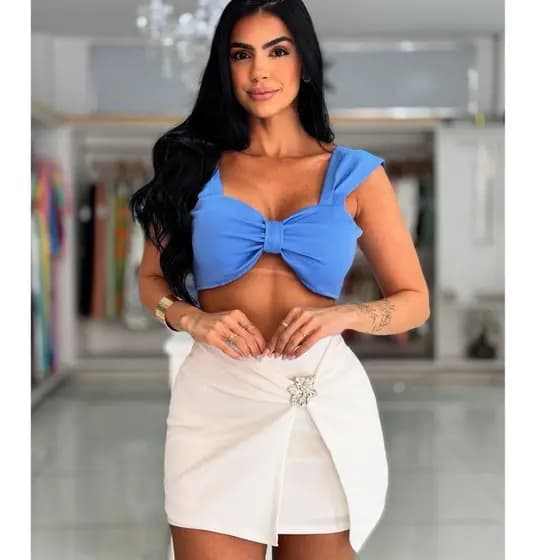 short saia feminino alfaiataria lançamento verão sofisticado com fenda fivela chic Lançamento Gringa