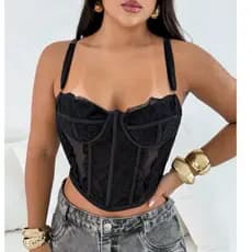 Cropped Feminino Corset Renda Estilo Corselet com Ajuste Perfeito Blusa