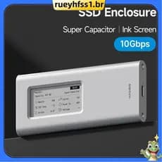 Gabinete De Disco Rígido SSD M . 2 Com Tela De Tinta De 10 Gbps Caixa Externa De Alumínio Para SSDs 2230/2242/2260/2280