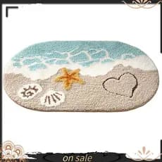 [Vendas Quentes Y] Tapete De Banho Para Praia , Banheiro , Costal , Concha , Onda , Estrela Do Mar , Engraçado , Extra M