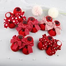 Novo Grande Vermelho Bebê Meias Coladas De Chão 0-1 Ano De Idade Vestido Instagram Barco Caminhada