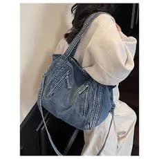 Denim bolsa feminina simples na moda legal versão coreana crossbody saco de compras estilo Preppy ins estudante japonês