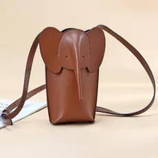 Moda criativa estilo japonês elefante de um ombro saco do telefone móvel couro genuíno saco do telefone móvel feminino M